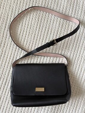 kate spade Black Leather Crossbody with Pink Lining